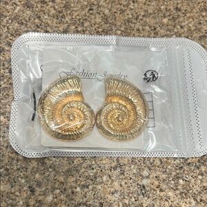 Gold Spiral Shell Earrings